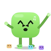 Blobling in a bow tie conducting with a baton