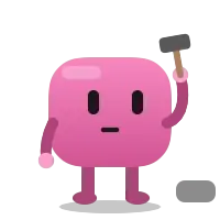 Blobling hammering a rock