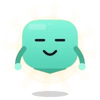 Glowing Blobling hovering cross-legged with rings of light