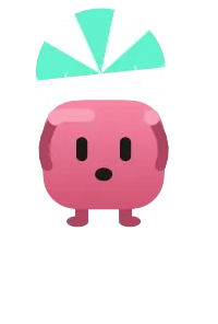 Blobling landing with a parachute