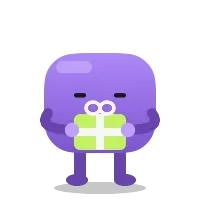 Blobling holding out a wrapped parcel