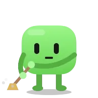 Blobling sweeping with a broom