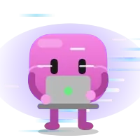 Blobling typing while riding a jet stream of light