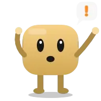 Blobling waving with an exclamation mark