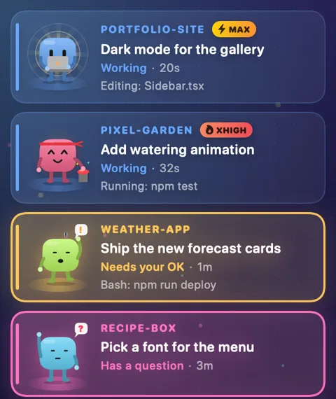 The Bloblings drawer in the Night Sky theme